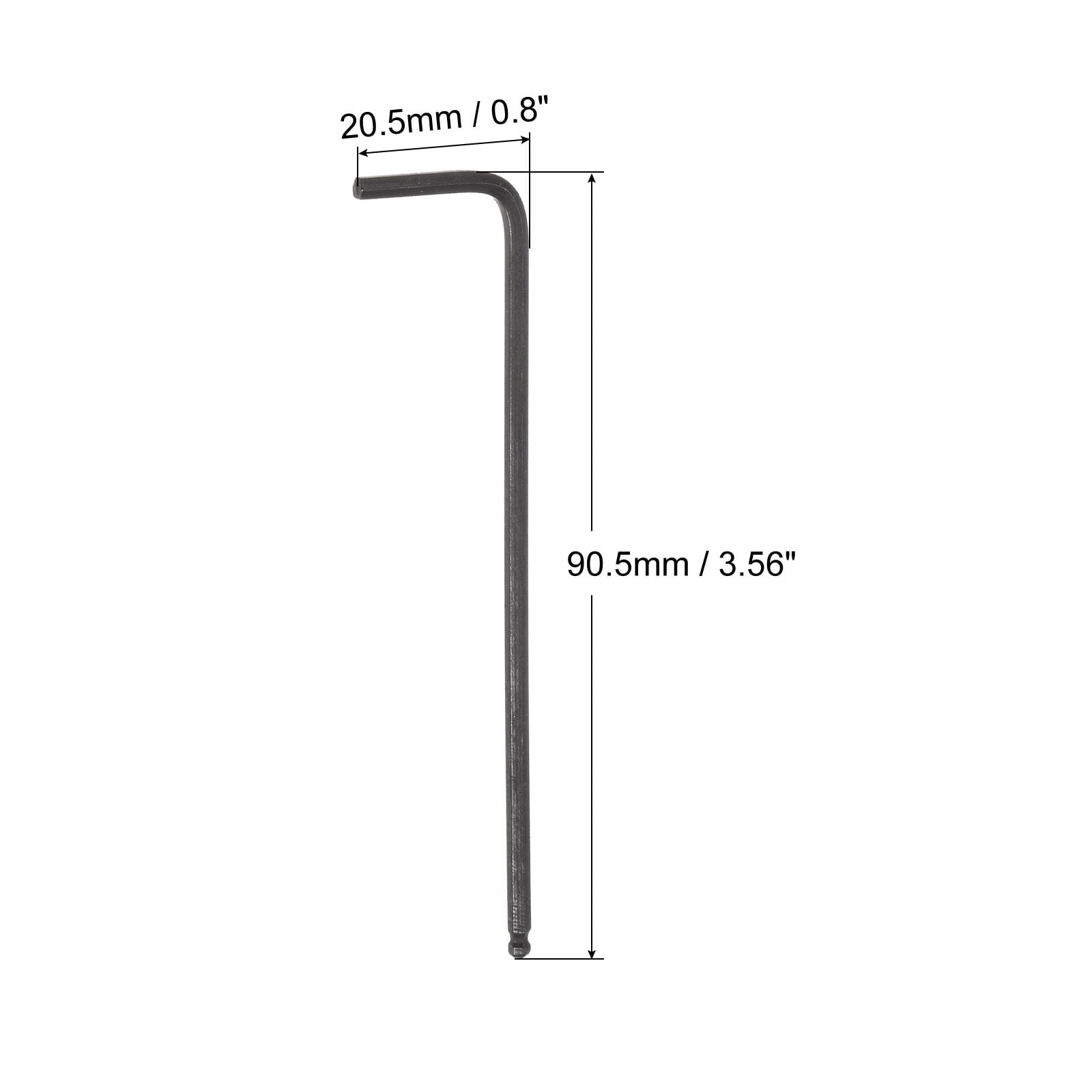 Unique Bargains Ball End Hex Key Wrench L Shaped Long Arm CR-V Black 3/32"