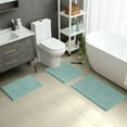 thumbnail image 2 of 3 Pieces Bathroom Rugs, Ultra Soft Non Slip Absorbent Chenille Toilet Bath Mat Set (Eggshell Blue), 2 of 6