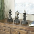 thumbnail image 3 of 9", 9", 10"H Dark Gray Aluminum Metal Chess Sculpture with Knight, Queen and King, by CosmoLiving by Cosmopolitan (3 Count), 3 of 15