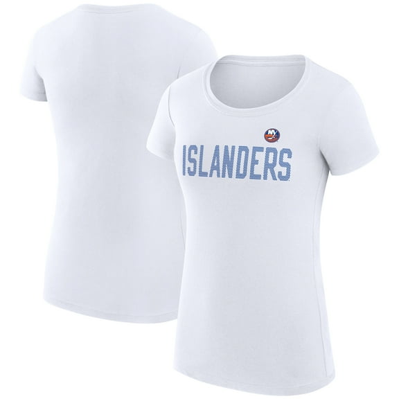 Women's G-III 4Her by Carl Banks White New York Islanders Super-Slim Fit Lightweight Dot Print Team T-Shirt