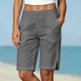 thumbnail image 2 of DHFJKG Womens Casual Summer Shorts With Pockets Lightweight Side Slit Relaxed Fit Beach Shorts, 2 of 5