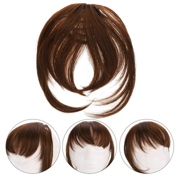TEHAUX  Clip in Hair Extensions Fake Bang Clips for Women Accessories Women's Woman Brown