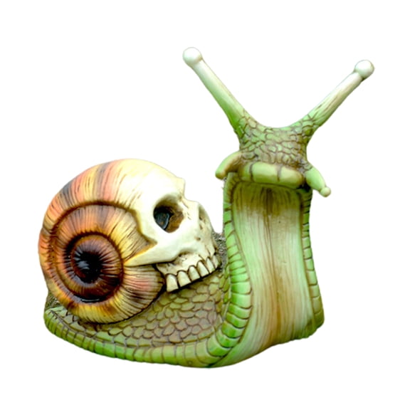 Pebbuoy Skull Snail Ornament Resin Craft Sculpture Garden Yard Halloween Skull Snail Figurine Gothic Home Decoration