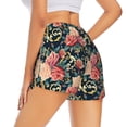 thumbnail image 4 of Picia Rose Flowers Pattern Women's 2 in 1 Athletic Running Shorts High Waisted Workout Casual Gym Sweat Shorts with Comfy Liner Zipper Pockets-Large, 4 of 9