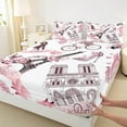 thumbnail image 3 of Manfei Paris Eiffel Tower Full Size Sheets,Pink Butterflies Flower Bed Sheets,Romance Valentine'S Day Sheet Sets,Microfiber Room Decor,4 Pieces, 3 of 7