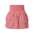 thumbnail image 5 of Bibifish Womens Skirts Striped Printed Ruffled Tiered Skirts Elastic High Waist Lightweight Lovely Retro Style Mini Skirts, 5 of 7