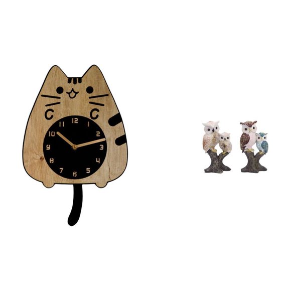 Reloj De Pared Con Forma De Gato Y Búho, Ideal Para Cocina, Oficina O Como Regalo De Inauguración. Escultura Realista De Animal Para Decoración De Escritorio O Fiestas En Interiores.