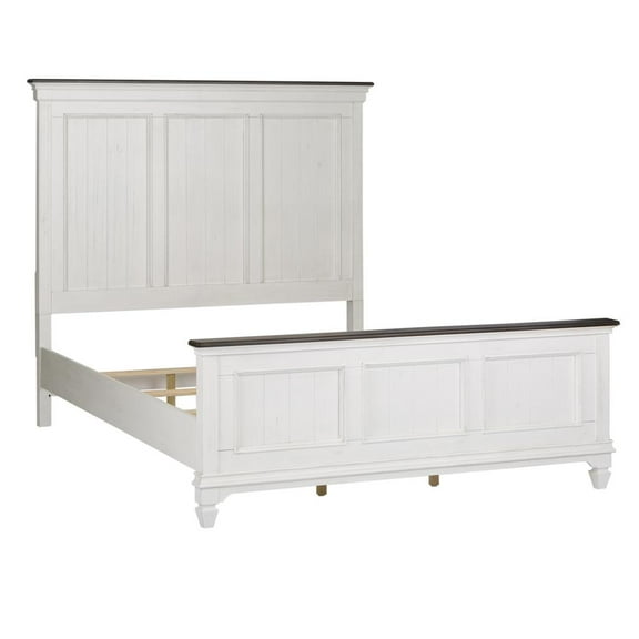 Liberty Furniture Industies, INC Allyson Park Queen Panel Bed in Wirebrushed White w/ Charcoal Top