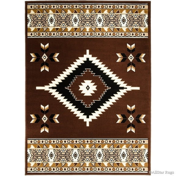 Allstar Rugs Allstar Woven Southwestern Geometric Rug Dark Brown 5' 2"x7' 0" 5' x 8' Southwestern,Modern & Contemporary