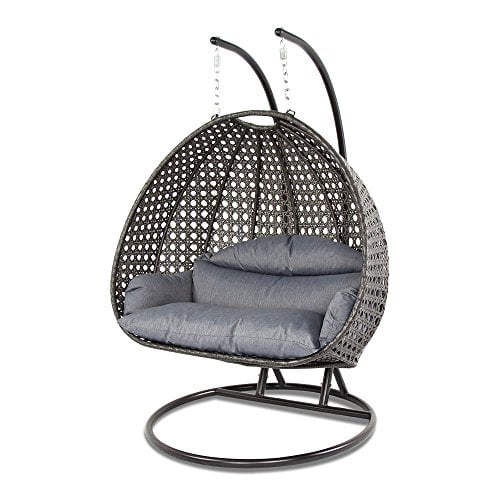 Charcoal Rattan Cushion Frame, Outdoor Furniture Egg Hammock Hanging Swing Chair Wicker 2 Person
