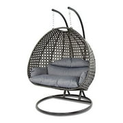 Island Gale® Luxury 2 Person Outdoor, Patio, Hanging Wicker Swing Chair ((2 Person) X-Large-Plus, Charcoal Rattan/Charcoal Cuishion) Frame Color: Bronze or Black Pending Availability.