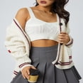 thumbnail image 3 of Women Sweet Knit Cardigan Long Sleeve V Neck Star Print Button Down Knitwear Fall Winter Sweater Red M, 3 of 8