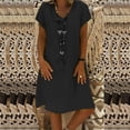 thumbnail image 3 of Frostluinai Plus Size Summer Dresses For Women Women's Casual T-Shirt Dresses V-Neck Loose Plain Tank Short Sleeve A-line Dress, 3 of 7