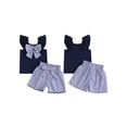 thumbnail image 2 of BemeyourBBs Toddler Baby Girl Summer Clothes Cute Infant Baby Girl 2 Pieces Outfit Sleeveless Ruffled Vest Tank Tops Bow Decor Plaid Print Shorts Set, 2 of 9