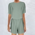thumbnail image 2 of AherBiu Ensemble d'Été 2 Pcs pour Femmes Hauts à Manches Courtes avec Shorts Larges Tenue de Plage Ensembles Boho, 2 of 6