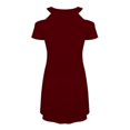 thumbnail image 3 of Womens Plain Cold Shoulder Short Sleeve Mini Dress Summer Casual Shift Dresses-DF, 3 of 4