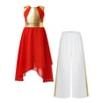 thumbnail image 1 of iefiel Robe Sans Manches Ourlet Irrégulier Métallique avec Pantalon Grand Rouge&Blanc 16, 1 of 5