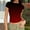 B_ Red, variant on Olyvenn Womens Summer Short Sleeve T-Shirt Ribbed Knit Crew Neck T-Shirt Slim Fitted Basic Tops Solid Color Casual Crop Top Coffee XL