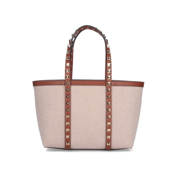 Valentino Garavani Women's "Rockstud" Small Shopping Bag – Beige Neutrals