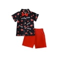 thumbnail image 1 of Diconna Tenues de la Saint-Valentin pour Garçons, Ensemble de Vêtements 2 Pcs avec Haut à Manches Courtes avec Nœud Papillon et Shorts Rouges, 1 of 9