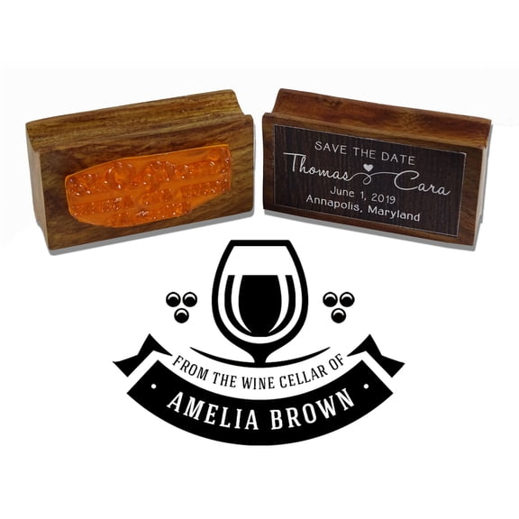 Printtoo Personalized Kitchen Round Custom Stamper From The Wine Cellar Of Rubber Wood Mounted Stamp-1.77 Inches Diamater