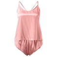 thumbnail image 2 of Gibobby Pijama De Mujer Conjunto de pijamas de seda satinada para mujer(Rosa,G), 2 of 5