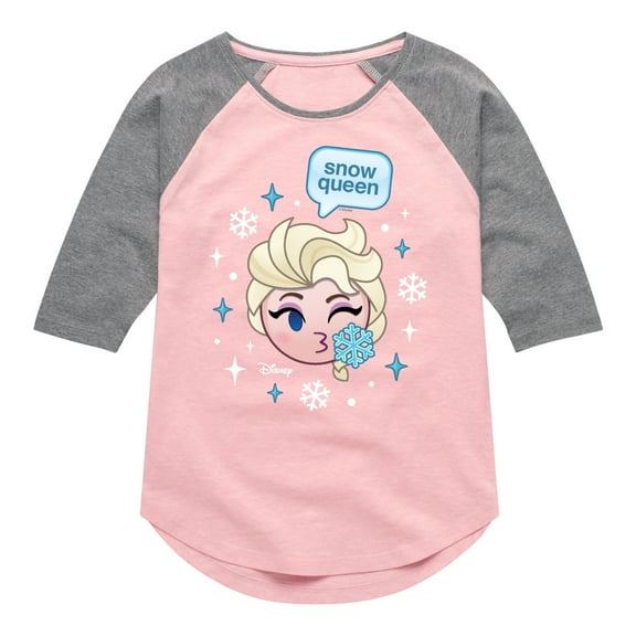 Disney Emoji - Elsa Snow Queen - Toddler And Youth Girls Raglan Graphic T-Shirt