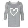 thumbnail image 4 of Odbmxy Plus Size Tshirts Women 3/4 Sleeve Valentine Tops for Women Holiday Loose Soft Heart Print Casual Tops Gray, 4 of 5