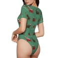 thumbnail image 2 of Pofeuu Christmas Dachshund Print Short Sleeve Body Suits Women Round Neck Bodysuits for Women Onesie Adult Set Body Suit-Small, 2 of 7