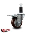 thumbnail image 2 of 3.5 Inch Maroon Poly Swivel 1-1/4 Inch Expanding Stem Caster Total Lock Brake, 2 of 2