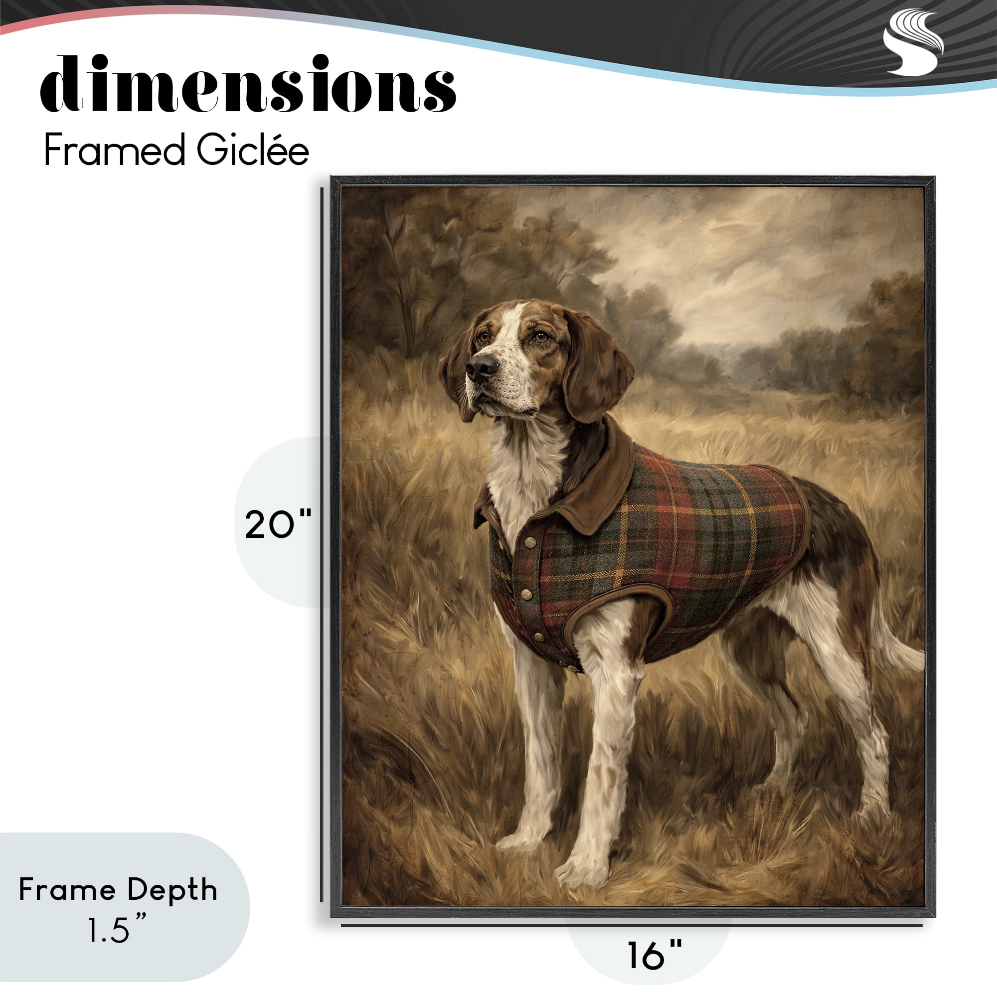 Stupell Industries Hunting Days Plaid Jacket Hound Black Framed Giclee Art, design by Kim Allen
