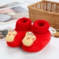 thumbnail image 2 of Dakaela Baby Booties Newborn Boys Girls Non Slip Fleece Boots Slipper Socks Infant First Walker Winter Crib Shoes Red Size 3.5, 2 of 5