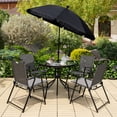 thumbnail image 3 of Gymax Ensemble de Salle à Manger de Patio et de Jardin 6 Pcs avec Table Ronde et 4 Chaises Pliantes et Parasol Inclinable, 3 of 10