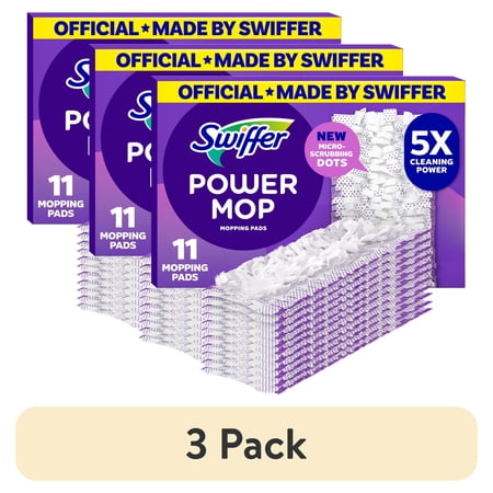 (3 pack) Swiffer Power Mop Multi-Surface Mopping Pad Refills for Floor Cleaning, 11 Count