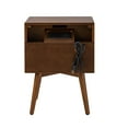 thumbnail image 3 of Modern End Table Charging Station Hidden 2 Drawers Wooden Table Set of 2 Living Room, Walnut, 3 of 7