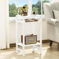 thumbnail image 3 of 28in Tall Side Table 3 Tier Small end Tables for Small Spaces, Narrow entryway Table with Storage, Entrance Tables for Front Door, Wooden Frame, for Living Room, Bedroom, Hall, White, 3 of 8