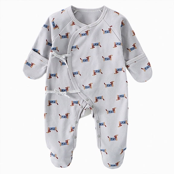 CAUYDY 3 6 9 Months 1T 2T Newborn Boy Picture Outfit Baby Sleepers Preemie Clothes Long Sleeve Bodysuit Fall Winter Infant Boys Comfy Pajamas Romper Grey for Sizes 3-6 Months