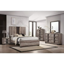 4Pc Beautiful Master Bedroom Suite Gray/Black Finish Queen Size Sleek Bed Set Solid Wood