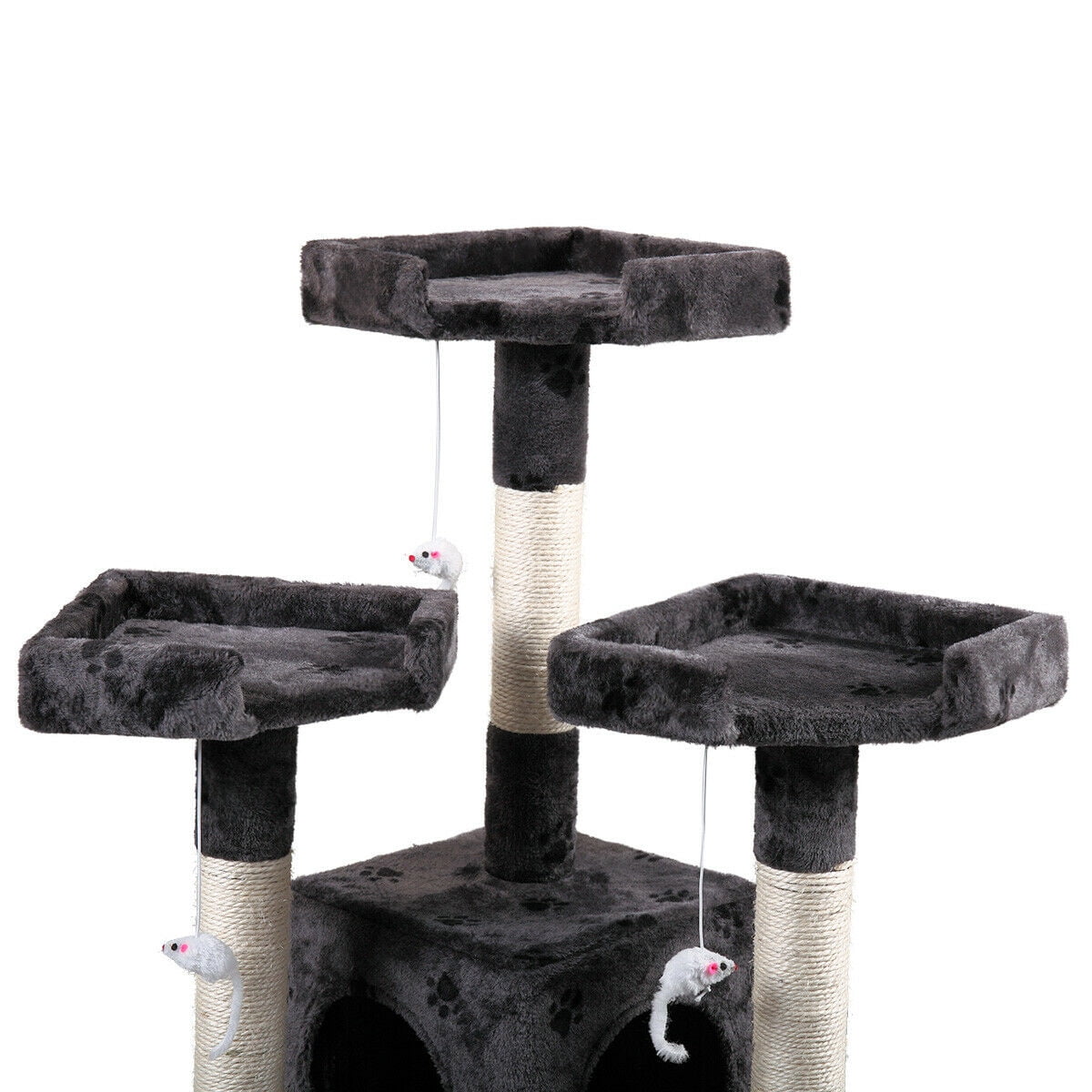 Lowestbest 67-in Cat Tree & Condo Scratching Post Tower, Gray Lowestbest 67-in Cat Tree & Condo Scratching Post Tower, Gray