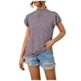 thumbnail image 2 of lmcalzta Plus Size Womens Tops T Shirts Ruffle Short Sleeve Mock Neck Tshirts Summer Causal Comfy Tee Blouses, 2 of 4
