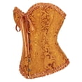 thumbnail image 3 of Corset Top Women Lingerie Bustier Floral Lace Up Plus Size Costume Satin Burlesque Gold S, 3 of 7