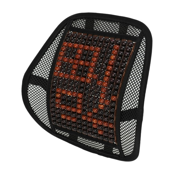 Almohada Lumbar de Masaje de Beads de Bambú para Asiento de Automóvil Unique Bargains 40x43cm Malla Negro Marrón 1 Pc