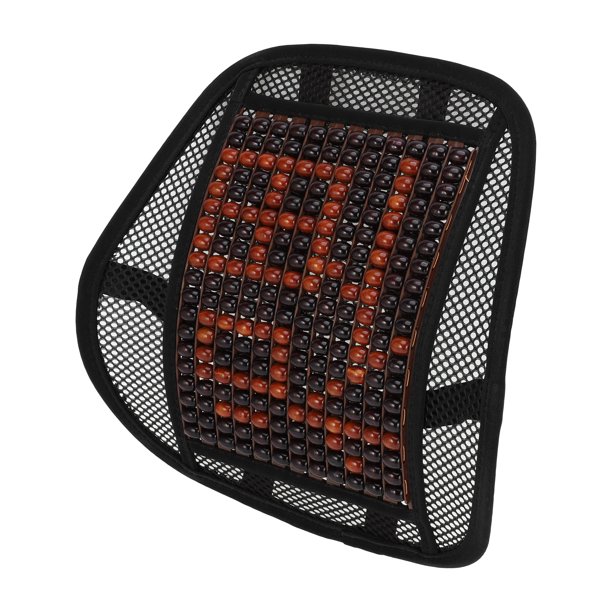 Almohada Lumbar de Masaje de Beads de Bambú para Asiento de Automóvil Unique Bargains 40x43cm Malla Negro Marrón 1 Pc