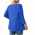 thumbnail image 5 of Lenpel Peplum Tops for Women 3/4 Length Sleeve V Neck Babydoll T Shirts Dressy Casual Tees Tunic Tee Blouses(Blue,X-Large), 5 of 5