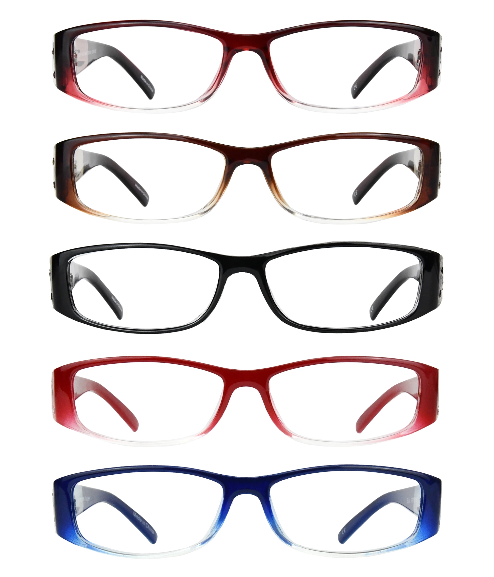 Eyebogo Kaylee Value 5-Pack Women Rectangular Reading Glasses, +2.50
