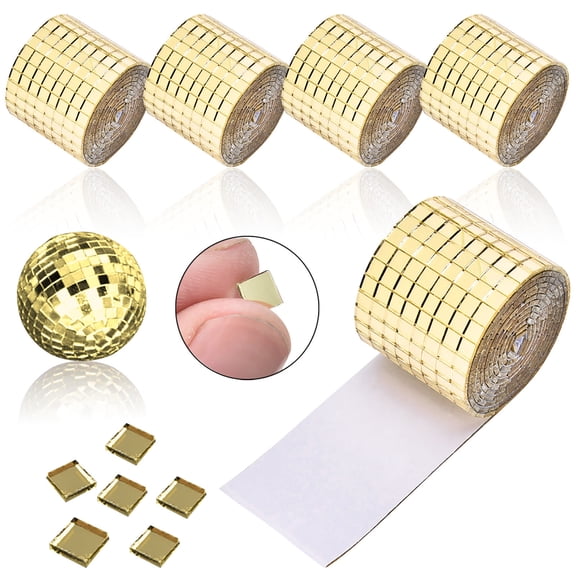 Kids Bedroom Set Self-Adhesive Mosaics Square Glass Mirrors Tiles For Diy Craft Decoration,Gold Household Stickers