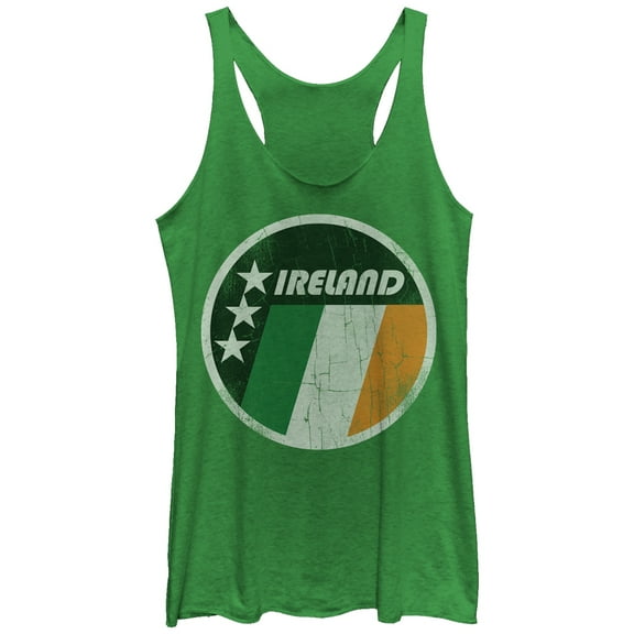 Women's Lost Gods Ireland Flag Circle Racerback Tank Top Envy Green Large