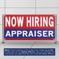 thumbnail image 3 of Now Hiring Appraiser 13 oz Heavy Duty Vinyl Banner Appraiser Jobs Available Appraiser Help Wanted Sign for Business Indoor/Outdoor Single-Sided with Metal Grommets (4x10 ft, Re & Wh & Bl), 3 of 6