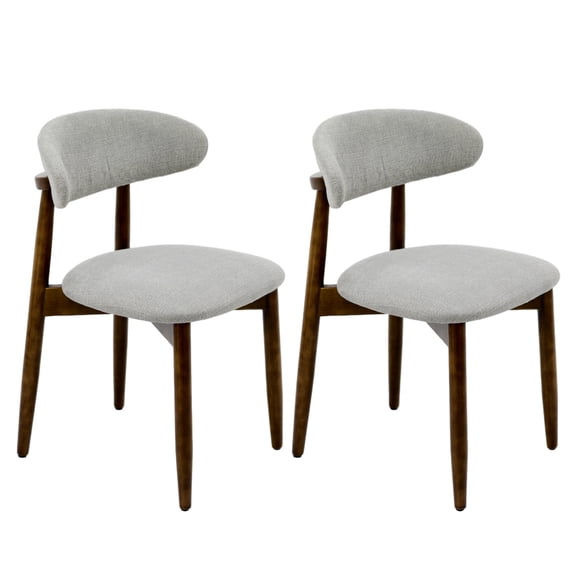 GNIXUU Farmhouse Wooden Dining Chairs Set of 2, Modern Fabric Upholstered Chair with Curved Back, Farmhouse Kitchen Chairs with Adjustable Foot Pads for Living Room, Office, Grey
