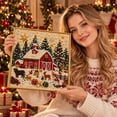 Christmas barn DIY diamond painting kit decoration, Snowy Evergreen ...